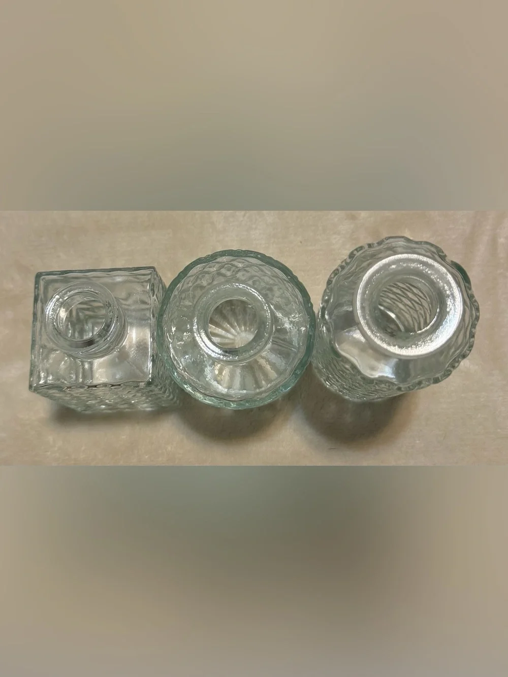 Clear Diamond-Pattern Glass Bud Vase Trio - Home Accents